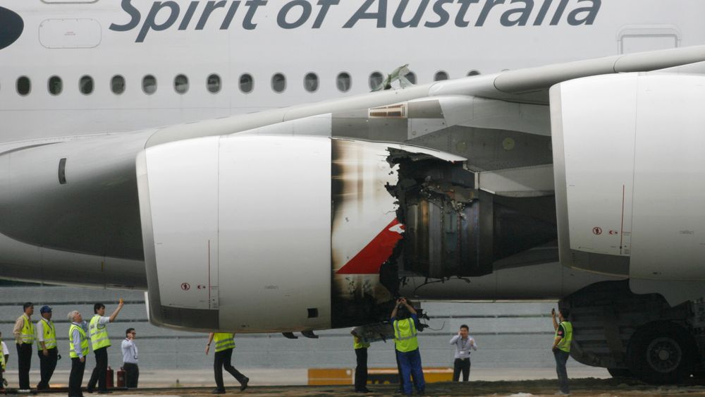 Kenguruen er borte, fikk Qantas-flygerne på QF32 beskjed om da den ene RR Trent 900-motoren gikk i lufta like etter avgang fra Changi den 4. november 2010. Det endte godt.