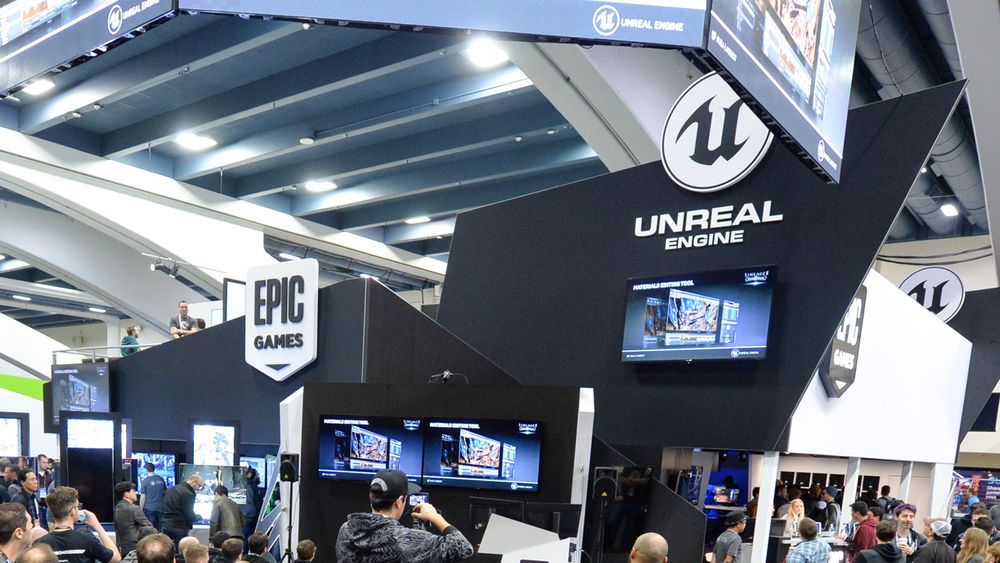 De eksterne brukerne av Unreal Engine kommer ikke til å bli direkte berørt av striden mellom Epic og Apple. Bildet er fra Epic-standen under Game Developers Conference 2017.