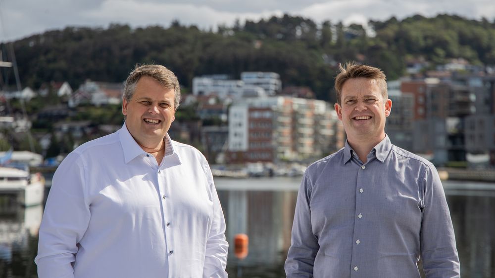 Rasmus Gjesing (f.v.) er daglig leder for Håmsø Patentbyrå i Sandnes. Krister Mangersnes leder patentavdelingen.