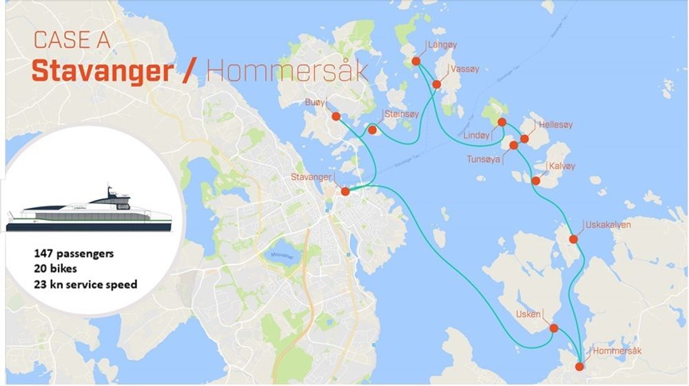 TrAM-båten skal å gå i Byøyane/Hommersåk-ruta til Kolumbus.Strekningen har opptil 13 stopp hver vei og i overkant av 11 nautiske mil. Ruten trafikkeres normalt 15 ganger på hverdager. 