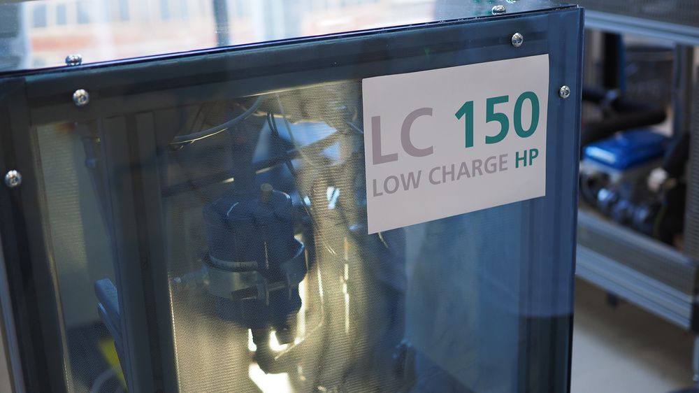 Protoypen på den nye varmepumpen som ikke bruker mer propan enn et kjøleskap, og som yter 8 kilowatt.