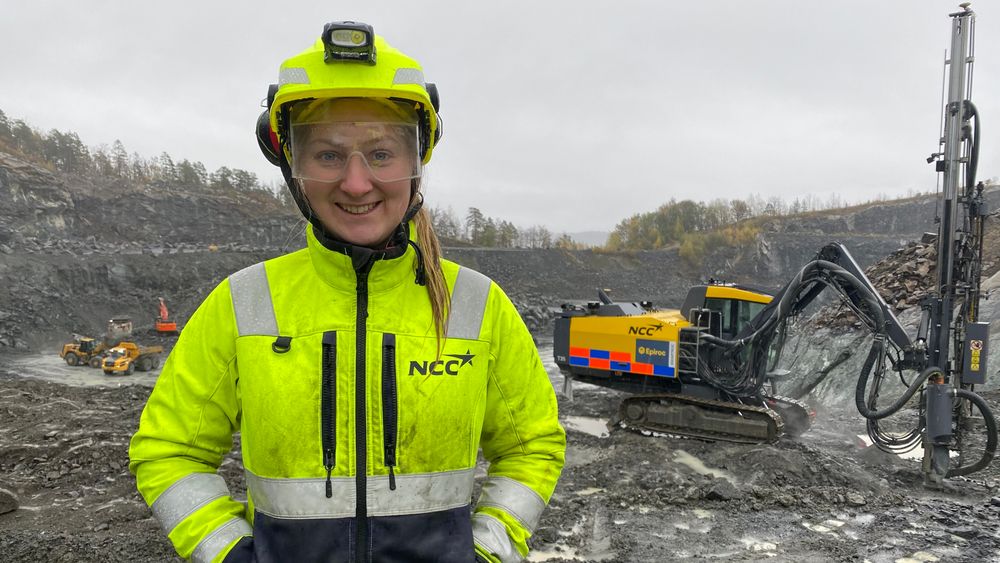 Gunhild Thorsen fra Kongsberg er nå lærling hos NCC Steinmaterialer i enhet for boring og sprengning.