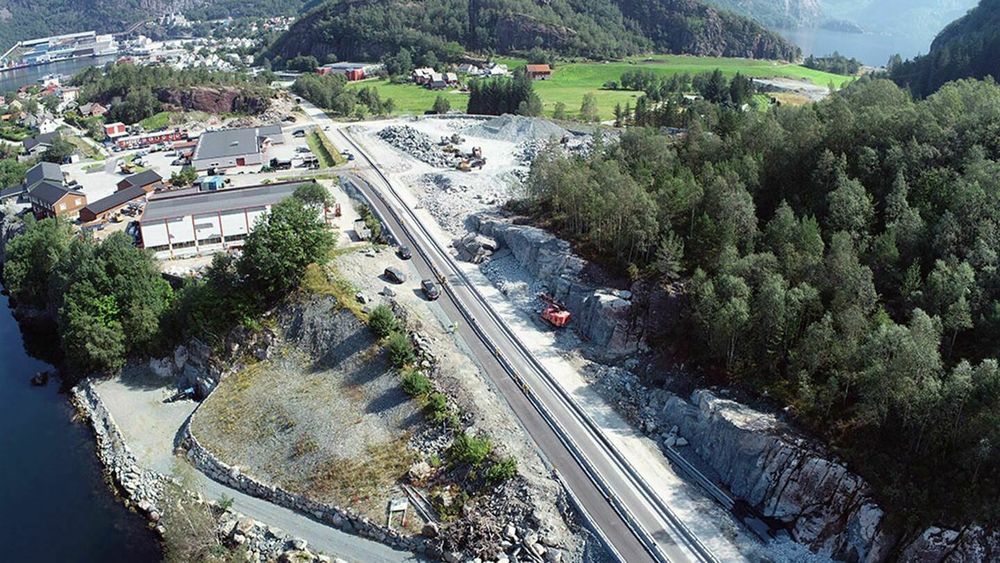 Fra det pågående gang- og sykkelveiprosjektet på fylkesvei 614 i Svelgen