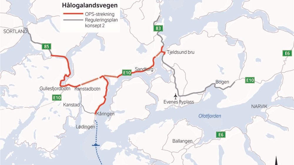 OPS-prosjektet mellom Sortland, Kvæfjord, Tjeldsund, Lødingen og Harstad er kostnadsberegnet til om lag 9,3 milliarder kroner. 