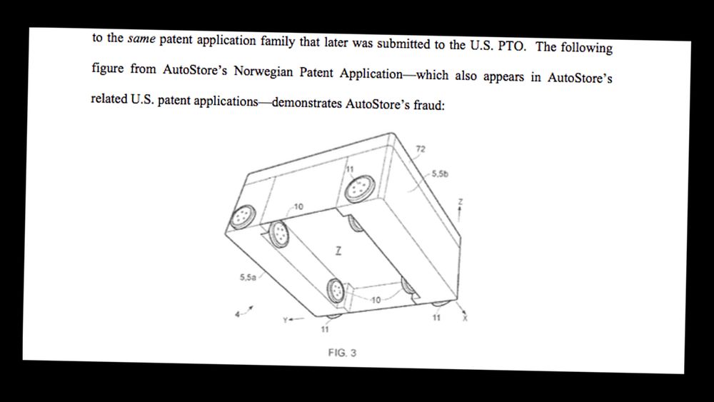 I stevningen hevder Ocado at denne figuren viser hvordan Autostore bedro amerikanske patentmyndigheter.