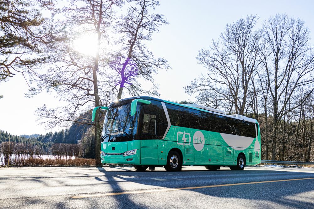 Denne bussen fra Golden Dragon var landets første elektriske langdistansebuss da den kom i 2021.