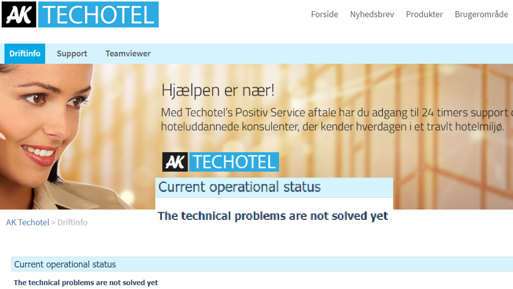 To uker etter løsepengeangrep viser driftssidene til Techotel at de tekniske problemene ennå ikke er fikset. 