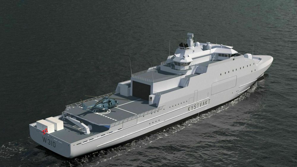 Slik vil kystvaktskipene i Jan Mayen-klassen framstå når de settes i drift.