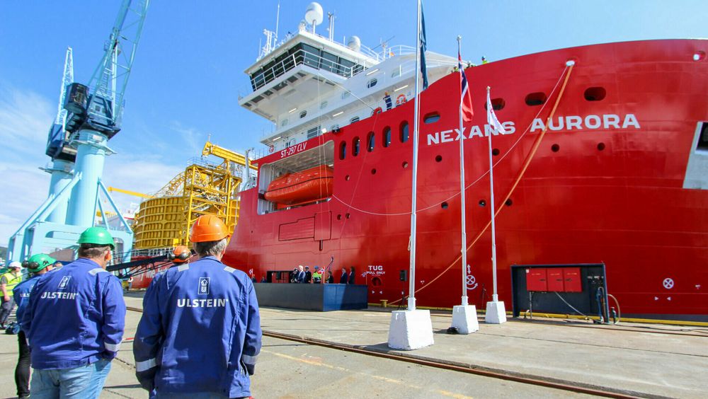 Skipsbygging og leverandørinsustrien sørger for milliarder av kroner i skatteinntekter og verdiskaping for Norge. Her fra Ulstein Verft og dåpen av Nexans Aurora i juni 2021.