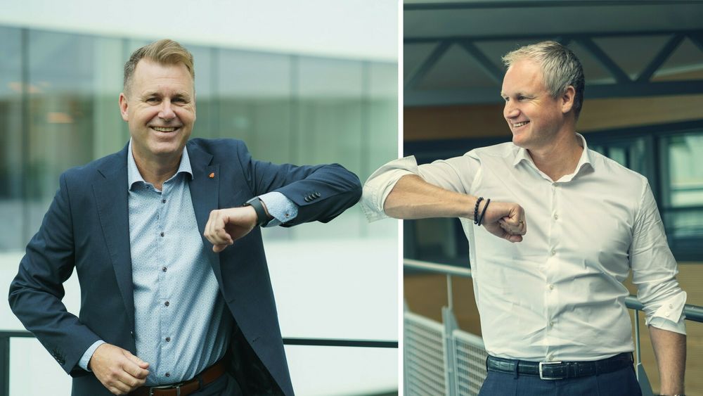 Svein Torgersen (t.v.) og Dagfinn Ringås blir henholdsvis styreleder og konsernsjef for det nye IT-selskapet.