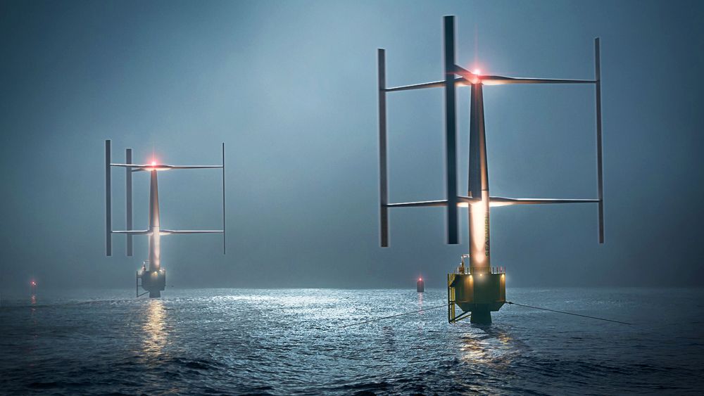 En annerledes måte å bygge vindturbin på. Denne demo-varianten, som roterer rundt en vertikal akse, tilhører det svenske selskapet Sea Twirl og skal starte prøvedrift i Boknafjorden høsten 2022.