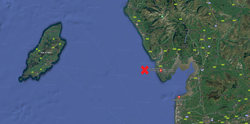 Ormonde offshore wind farm ligger cirka ti kilometer utenfor Barrow-in-Furness på vestkysten av England. 