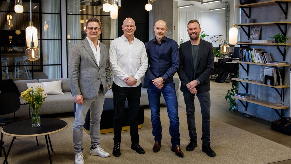 Thomas Høgebøl (Executive Chairman, NoA), Miska Rajasuo (CEO, Bob the Robot), Tom Jacobsson (CEO, DK&A), and Mikael Jørgensen (Group CEO, NoA).