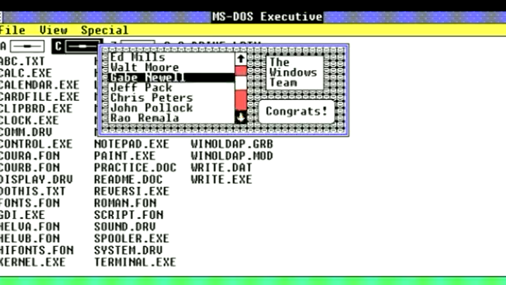 Påskeegget som ble funnet i Windows 1.0 nesten 37 år etter det ble sluppet inneholder en liste over utviklerne som jobbet på operativsystemet.