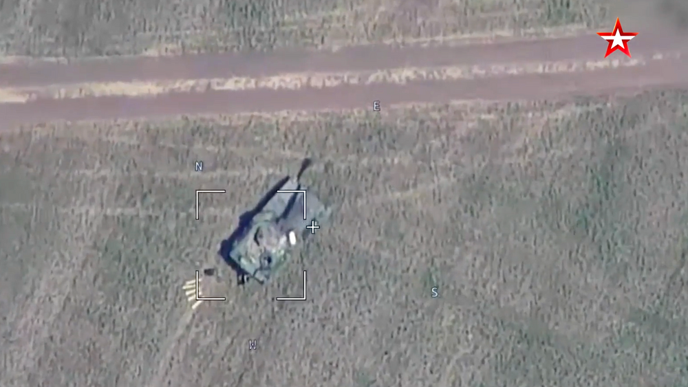 Skjermbilde fra dronevideoen publisert av det russiske forsvarsdepartementet.