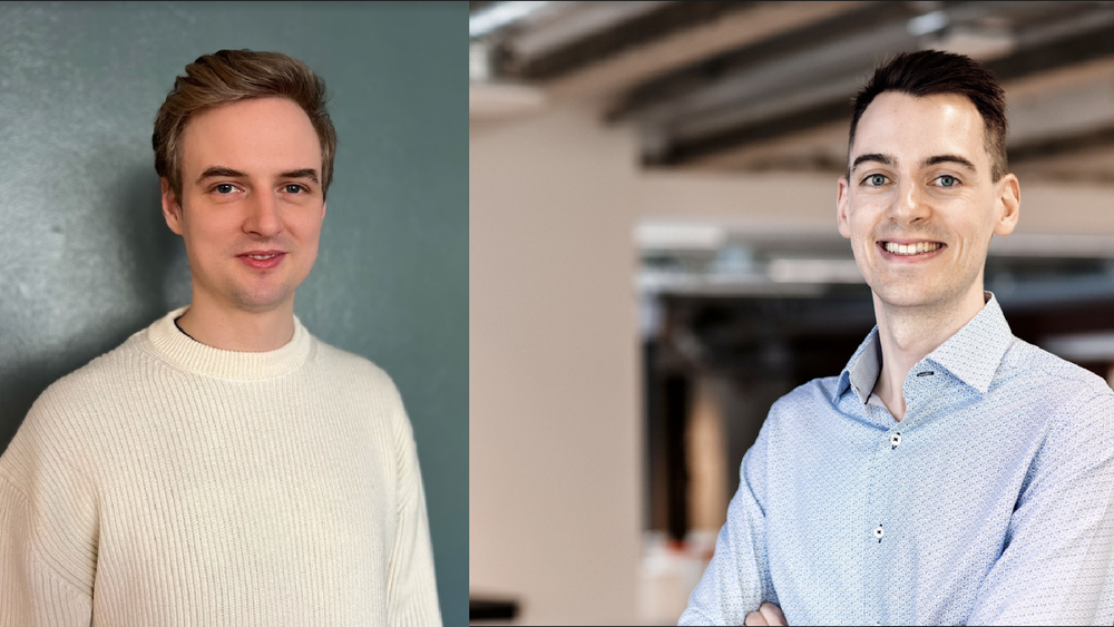 Håkon Wold (t.v.) og Alexander Samsig har startet opp konsulentbedriften Funktive. 