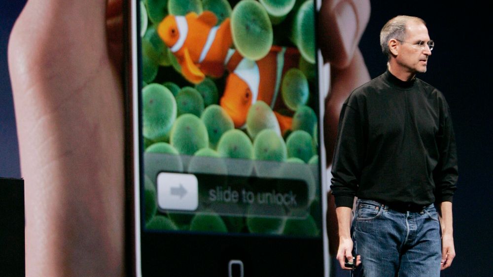 Bakgrunnen ble brukt da Steve Jobs lanserte Iphone i San Francisco i 2007.