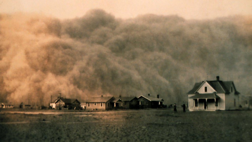 Støvstormen på vei inn over Texas i april 1935.