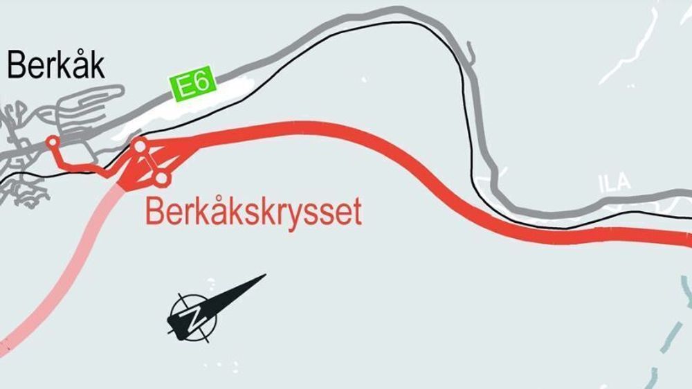 Skisse av ny E6 ved Berkåk.