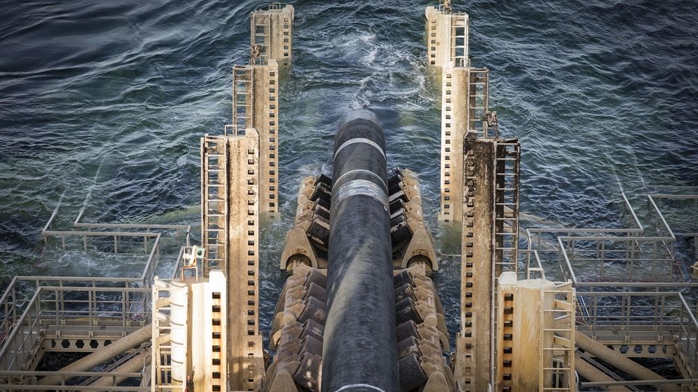 Bildet er fra leggingen av Nord Stream 1 i svensk farvann.