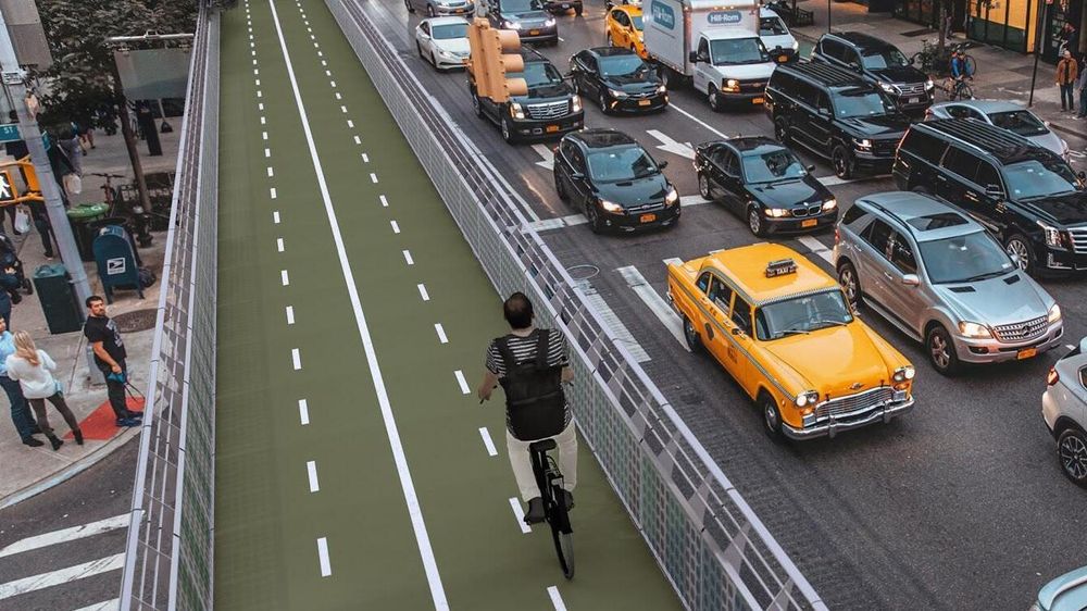 Det kan bli slutt på å måtte snirkle seg mellom tett biltrafikk – i hvert fall noen steder – hvis sveitsiske URB-X lykkes. De har utviklet et system for modulær sykkelvei som limtrekonstruksjon, hevet over bakken.