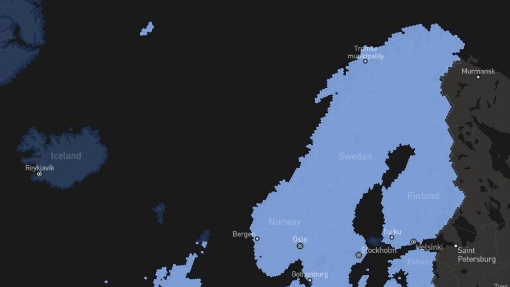 Ifølge dekningskartet på Starlinks hjemmesider kan nå hele Norge, inkludert Svalbard og andre arktiske øyer, få bredbånd fra Starlinks satellitter.