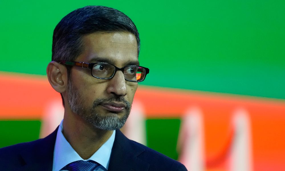 Google-sjef Sundar Pichai fikk nei da han fridde til Wiz' aksjonærer med et tresifret milliardbud. Bildet er tatt i en annen anledning. 