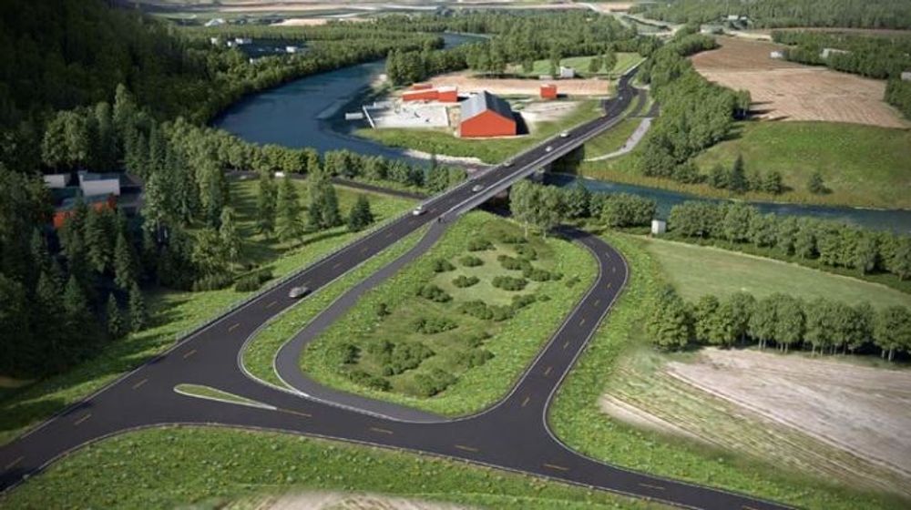 Slik vil området rundt den nye Elverhøybrua se ut når prosjektet står ferdig høsten 2023.