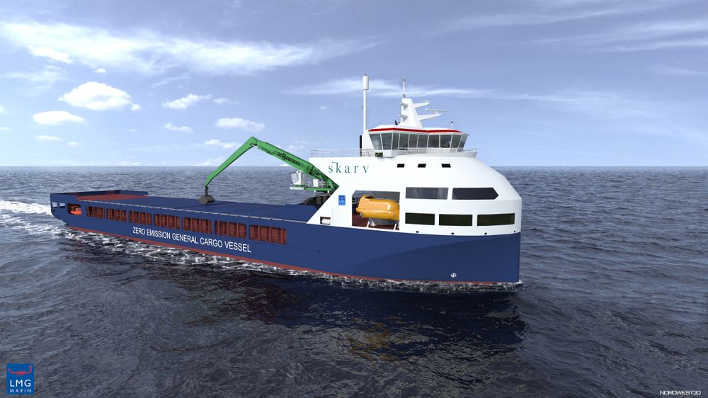LMG Marin har designet bulkskip for Skarv Shipping Solutions. Den kan komme i ulike varianter med og uten rotorseil og med eller uten selvlosser.  4000–5000-tonneren er 88,4 meter lang og 15,6 meter bred.