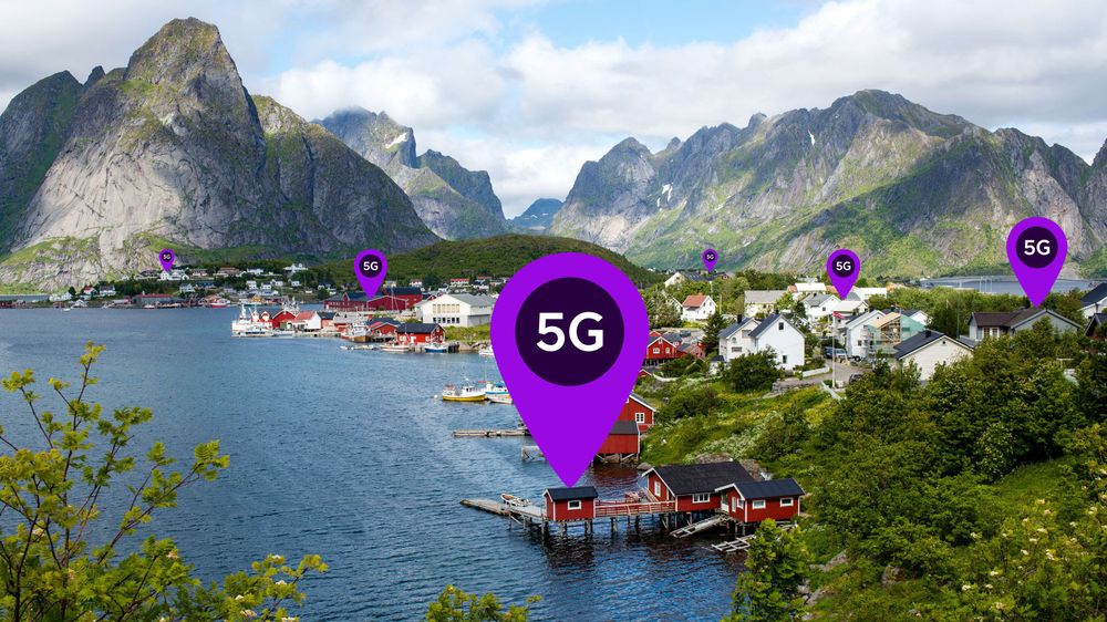 Nå oppgraderer Telia basestasjonene land og strand rundt i Nordland med 5G. Bildet er noe manipulert.