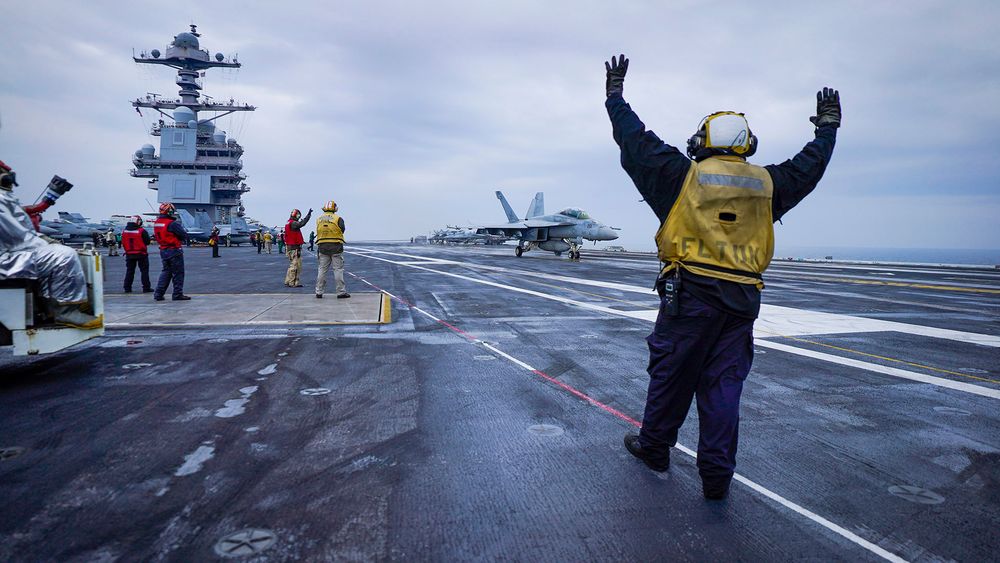 Nordsjøen, Danmark 20230522.
Verdens største krigsskip, det amerikanske hangarskipet USS Gerald R ...