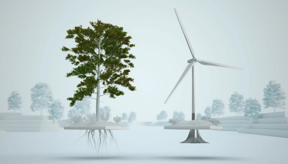 Stilride har utviklet et bøyd design for fundamenter til vindkraftverk, bruer og andre store konstruksjoner Inspirasjonen kommer fra rotsystemet til trær og andre planter.