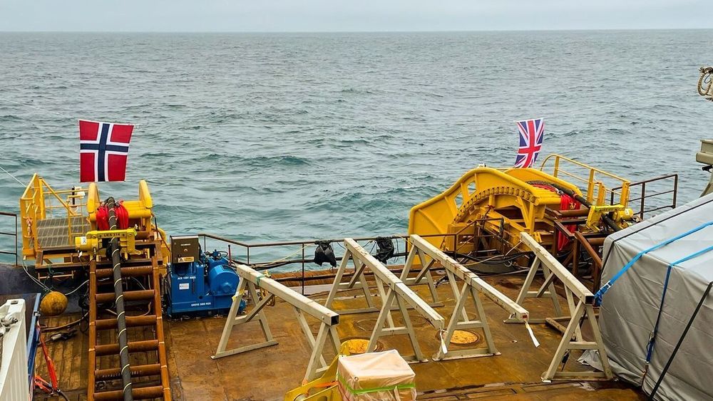 North Sea Link-kabelen mellom Norge og England ble satt i prøvedrift 1. oktober 2021, bilde er fra monteringen.