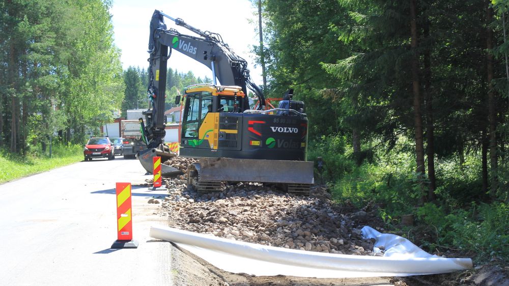 Veiarbeid, gangvei, fortau, Volas, Kongsvinger juli 2020