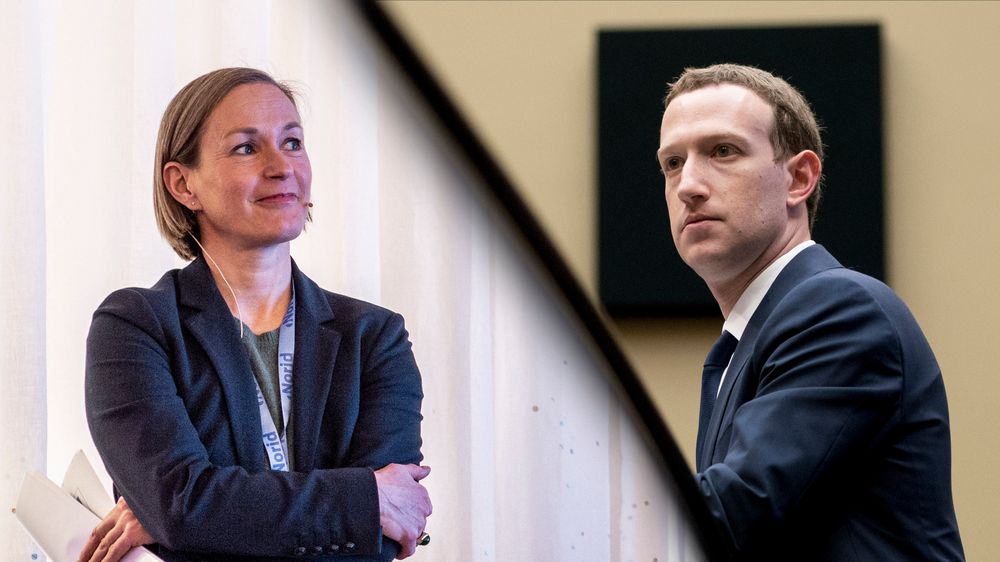Line Coll i Datatilsynet og Mark Zuckerberg i Meta. Nå kan de to selskapene møtes i Oslo Tingrett.