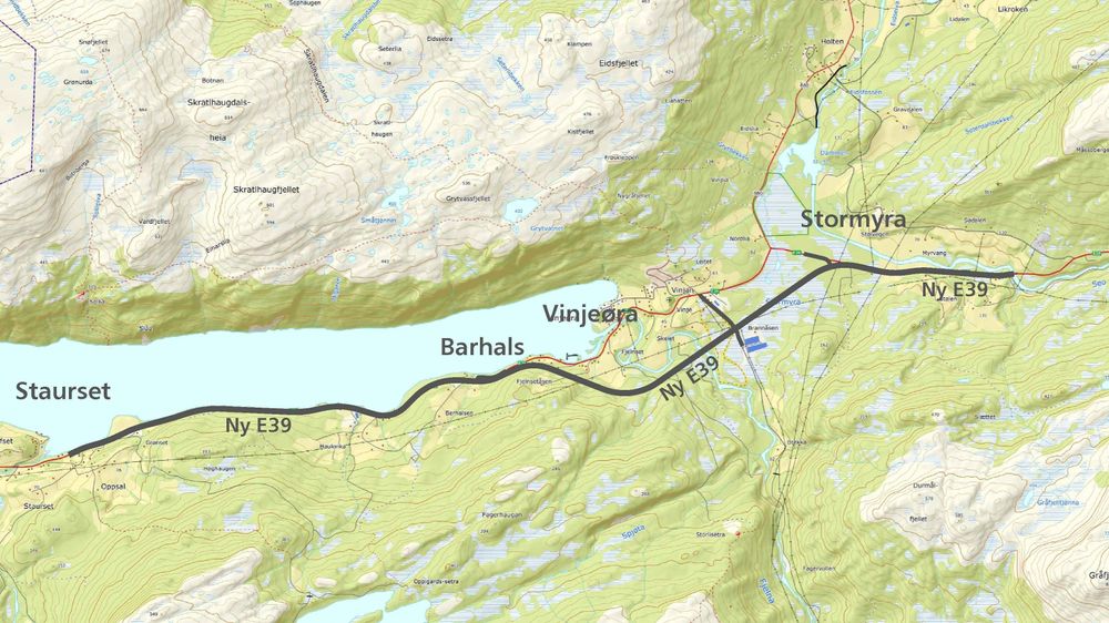 Strekningen som nå bygges ut er på E39 ved Vinjeøra, på hovedveien mellom Molde og Tronsheim.