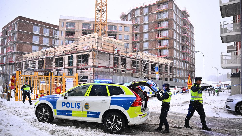 Byggeplassen i Sundbyberg i Sverige hvor ulykken skjedde mandag.