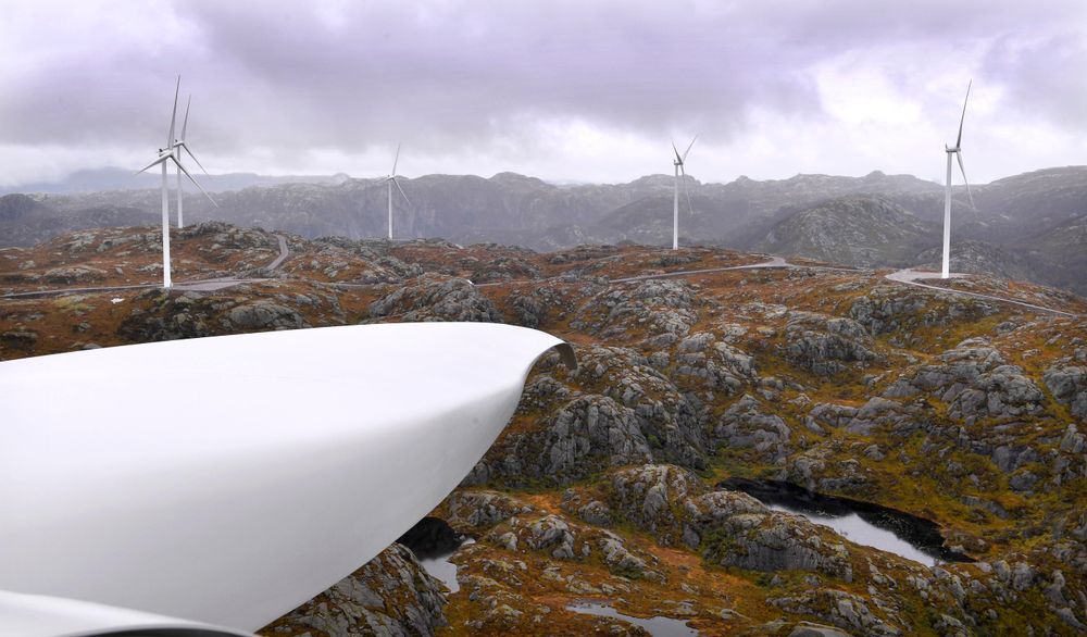 Tellenes vindpark i Rogaland på dagen før åpning i 2017. Denne vindparken fikk ny norsk eier i 2024 (Eviny).