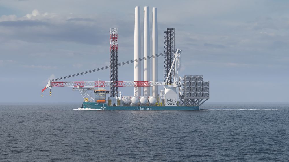 Slike skip setter opp vindturbiner til havs. Norske Havfram vil drifte to av dem.