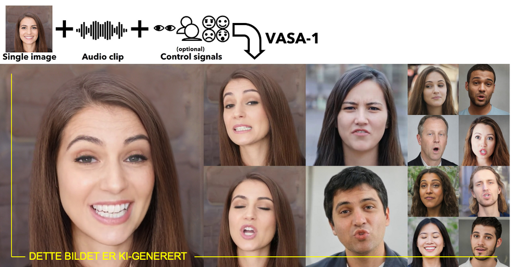 Microsofts Vasa-1-videogenerator lager særs realistiske ansiktsvideoer fra ett stillbilde og et lydklipp.