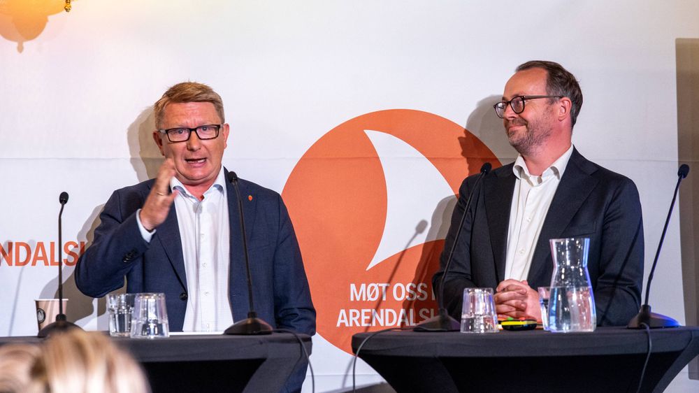 Debatt på Arendalsuka: Bjørn Tore Markussen, teknologi- og IKT-direktør i Forsvaret, og Svenn Richard Andersen fra Nasjonalt cybersikkerhetssenter NSM.