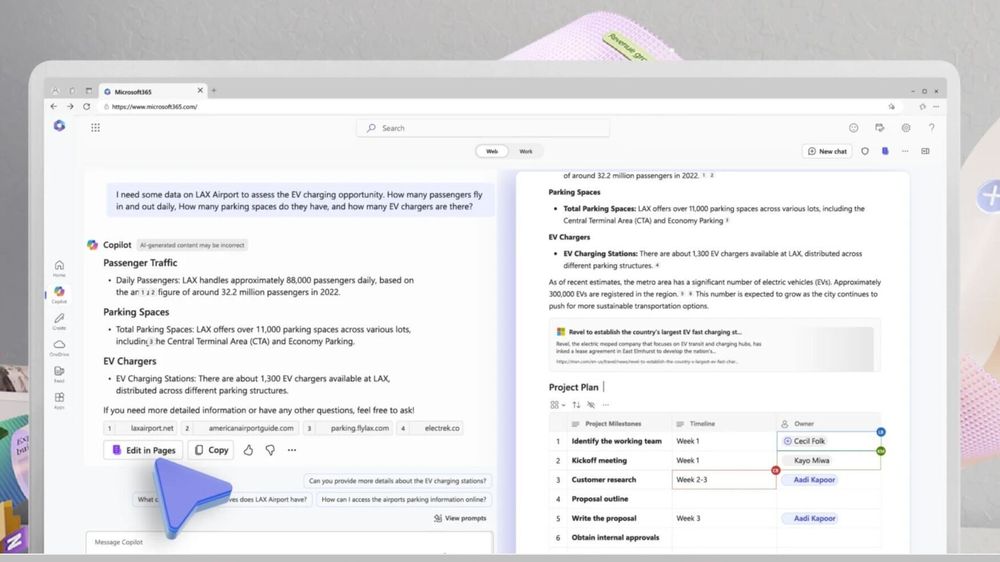 Microsofts Copilot-nyheter omfatter en ny funksjon som enkelt lar brukere lage redigerbare og delbare sider med data fra nettet.