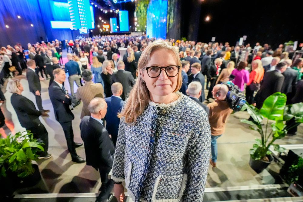 Konsernsjef Birgitte Ringstad Vartdal i Statkraft under NHOs årskonferanse  i Oslo Spektrum onsdag.