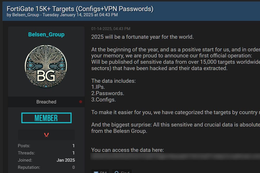 Hackergruppen markerer nytt år med sin første operasjon. Datasamlingen gis bort for å bygge merkevare, ifølge kunngjøring i et undergrunnsforum.