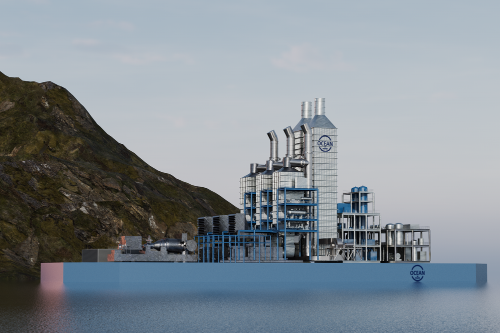 Slik kan det planlagte gasskraftverket med CO₂-fangst fra Ocean Power se ut, dersom det realiseres ved Kråkøya industripark. 