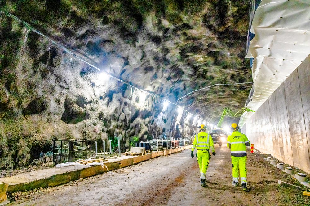 Fra AF Anläggnings tunnelarbeider under Lovö ved Stockholm.