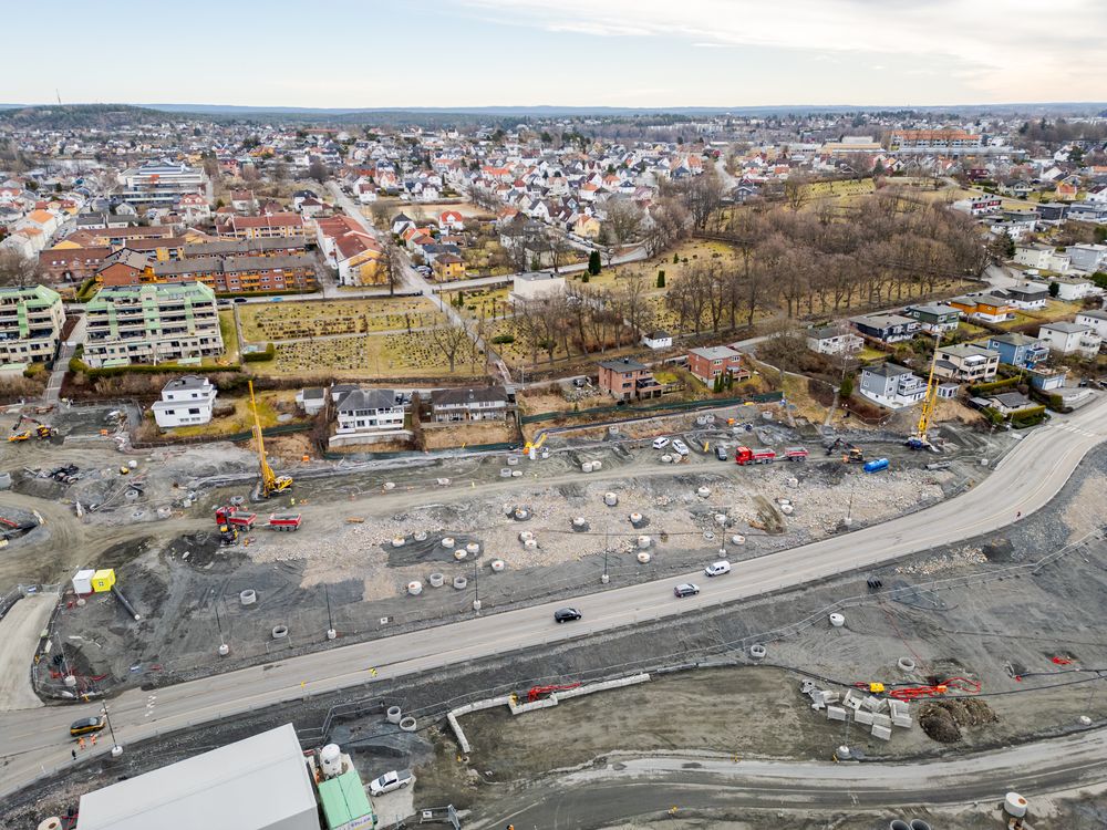 Det er store mengder kvikkleire i Moss sentrum, der Bane Nor bygger nytt dobbeltspor.