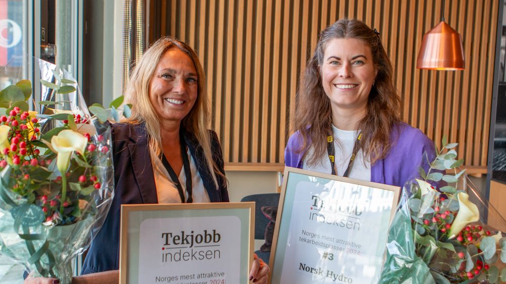 Equinor ved Elisabeth Bruksås og Norsk Hydro ved Gina Nyquist inntok første- og tredjeplass på Tekjobb-Indeksen 2024.