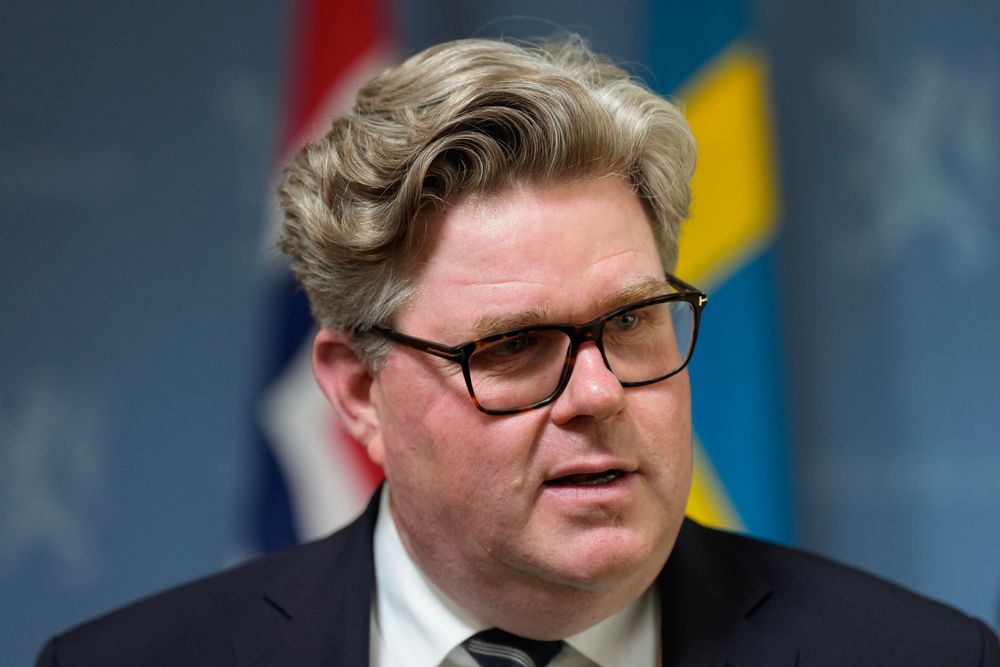 Sveriges justisministeren Gunnar Strömmer, her under et tidligere besøk i regjeringens representasjonsbolig i Oslo.