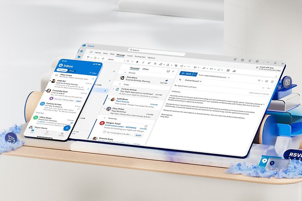 Illustrasjon av Microsoft Outlook. Brukere verden over har hatt problemer med epost-tjenesten siden onsdag kveld.